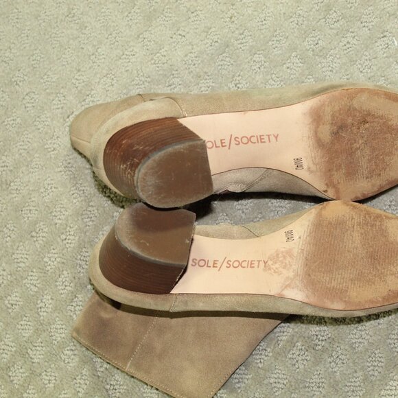 Sole Society Pariza Women's Size 9 Beige Zipper Ankle 2.5" Heeled Boots - Picture 5 of 6